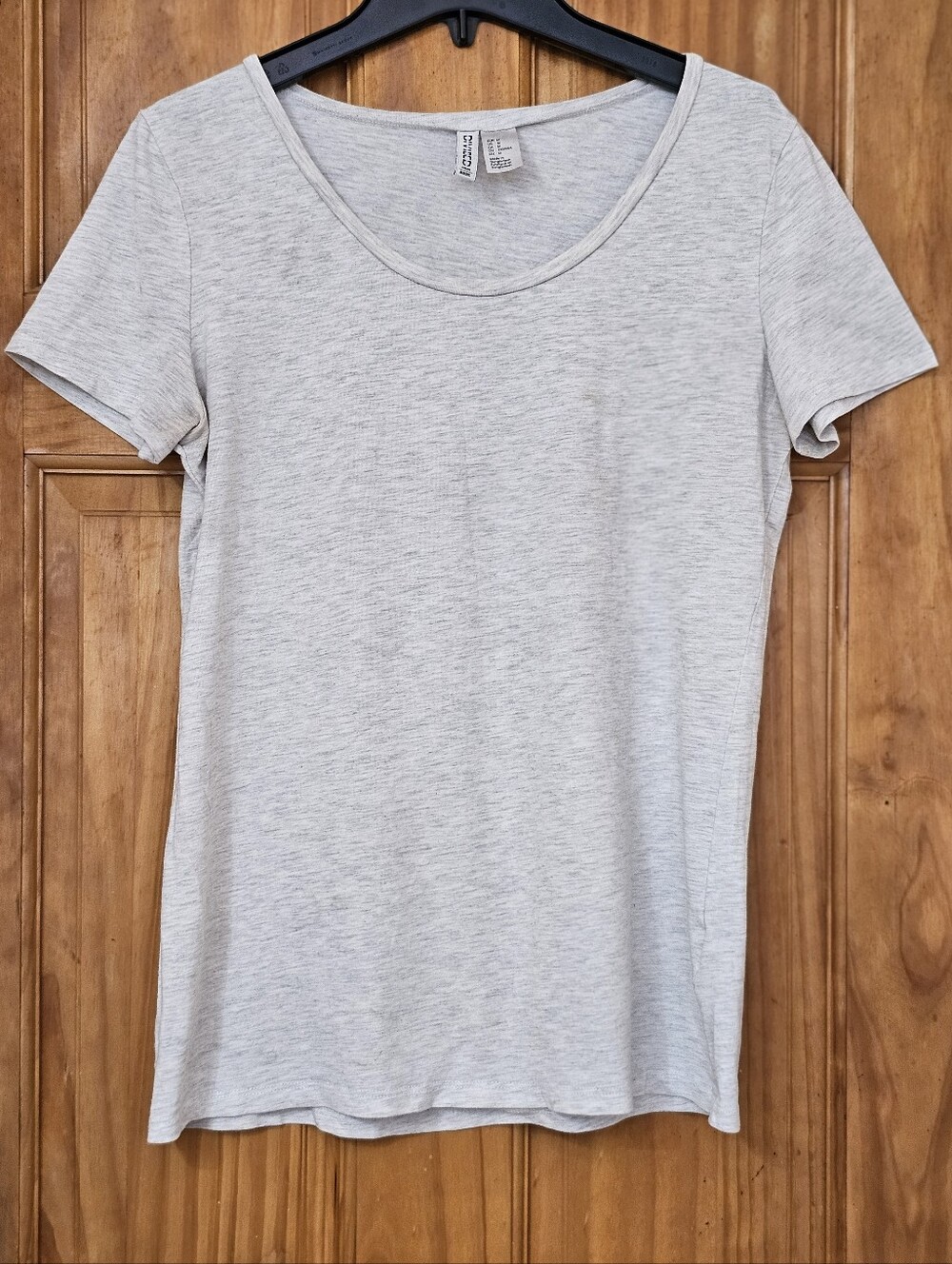 H&M Divided Marled Light Gray Scoop Neck Short Sleeve Tee Top Women's Size M